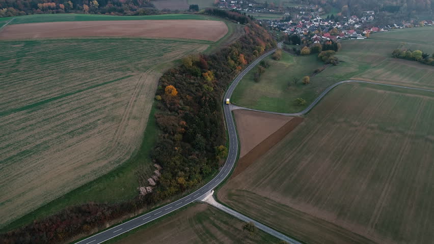 Country road through agricultural area