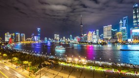 timelapse of panoramic city skyline in shanghai china