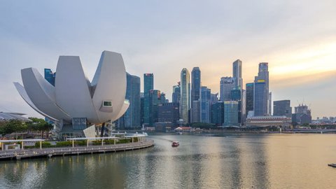 Singapore Sunset City Skyline Business District Stock Photo 150463478 ...