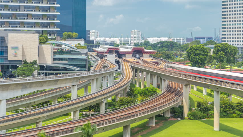 Jurong East Interchange metro station aerial timelapse, one of the major integrated public transportation hub in Singapore. Passenger can change between Bus and Rail Royalty-Free Stock Footage #1019115547