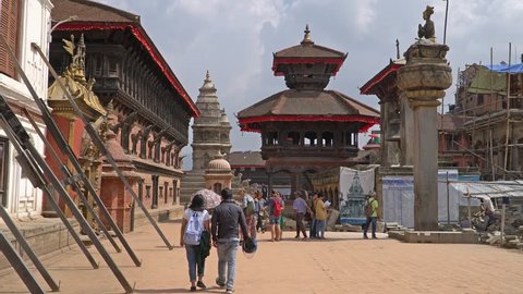 Kathmandu , Nepal - October 2018: Durbar square in Bhaktapur Kathmandu, Nepal. Bhaktapur is one of UNESCO World Heritage Sites.