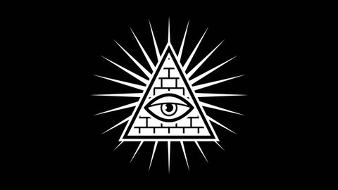 All seeing eye. Sign Masons. Black background. Alpha channel. Motion graphicsの動画素材
