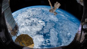 JUNE 2018: Planet Earth seen from Space Station with beautiful clouds over the earth, Time Lapse, Timelapse  Full HD 1080p. Images courtesy of NASA