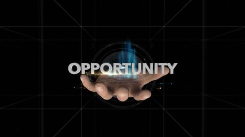 Hand Reveals Hologram Word-OPPORTUNITY