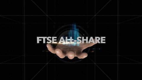 Hand Reveals Hologram Word-FTSE ALL-SHARE
