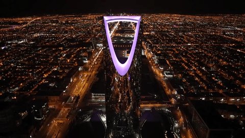 Riyadh ,saudi arabia /15-10-2018 kingdom tower night time
