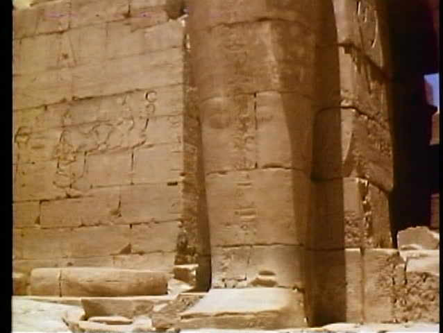 LUXOR, EGYPT, 1977, Valley of the Kings, Ramasseum Temple defaced figure Ramses