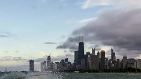 Time Lapse of the Chicago Skyline During a Storm in 4K (zoom out)