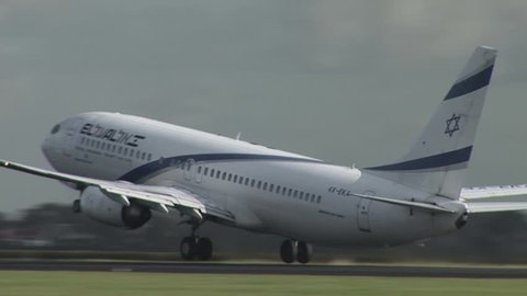 AMSTERDAM - OCT 08, 2009: El Al Israel Airlines Airplanes take off