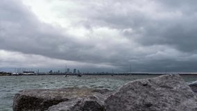 Time Lapse of the Milwaukee Skyline and Lake Michigan (zoom in) in 4K