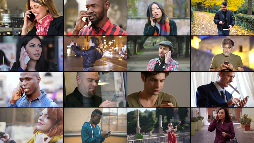 Composition on techonology,devices,life. People using smartphones