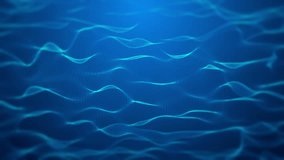 Vector blue mesh waves. Animated intro abstract background network loop.