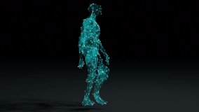 Man walking in wireframe drawing with data in motion - Powered by Shutterstock - Get 15% off with code: PIKWIZARD15