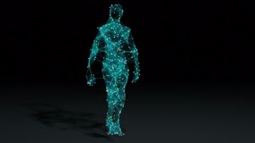 Man walking in wireframe drawing with data in motion - Powered by Shutterstock - Get 15% off with code: PIKWIZARD15