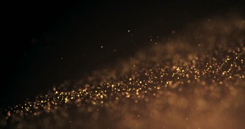 Gold Particles Moving Background. golden dust flickering on black background. Motion abstract flickers.Elegent Movement.