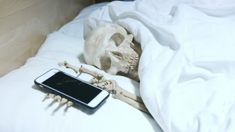 Human Skeleton Laying Bed Under White Stock Footage Video 100 Royalty Free 1019280898 Shutterstock