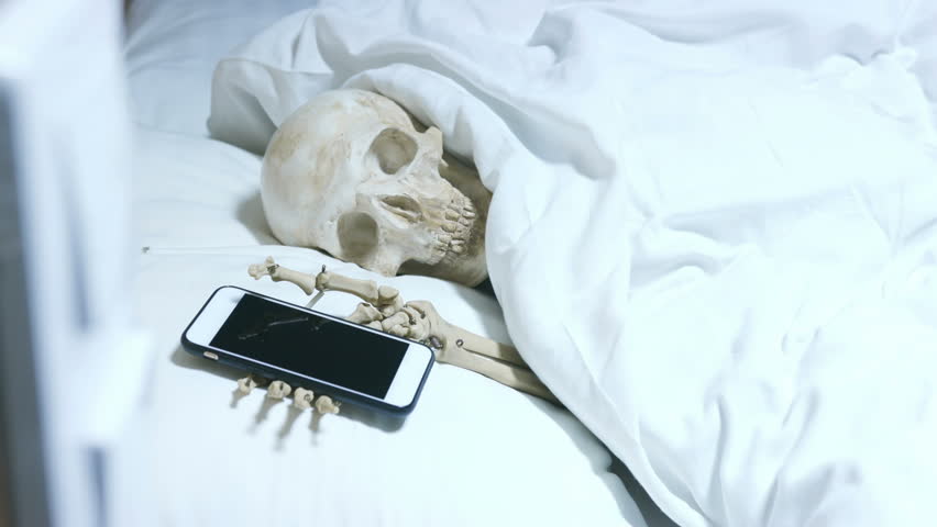 Skeleton Lying Bed Instead Person Effect Stock Footage Video 100 Royalty Free 1019243932 Shutterstock