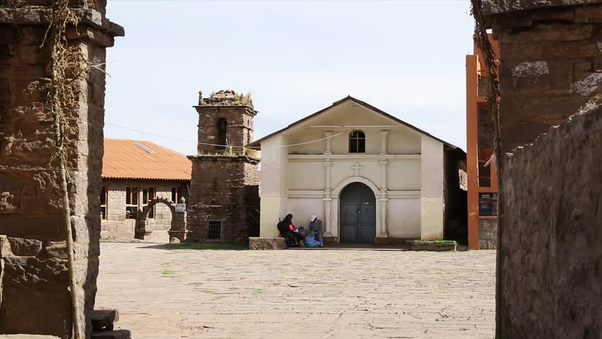 Small church in Taquile island (Peru) 
