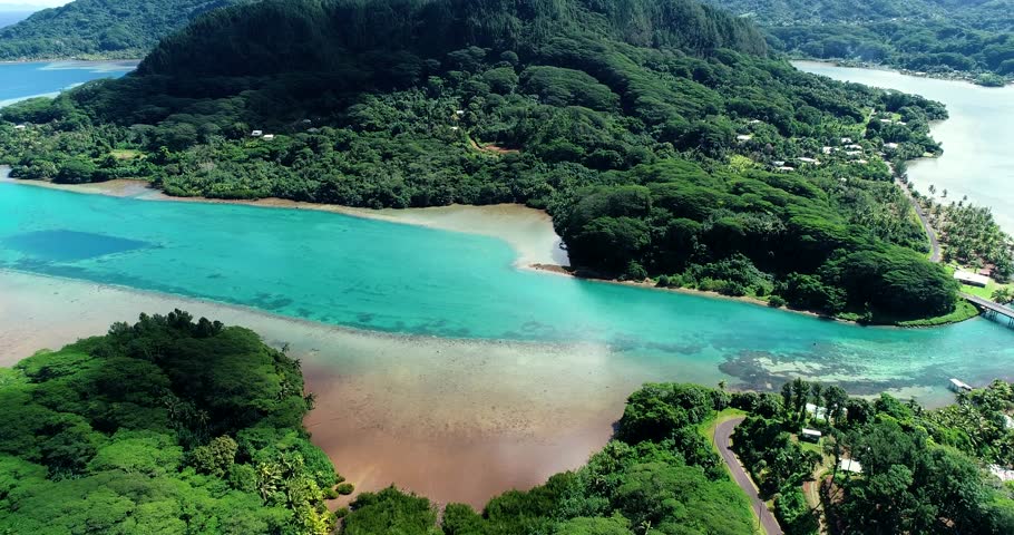 island landscape with lagoon in French Polynesia