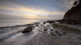 Sea rocks at sunrise /
Video with beautiful morning view of the Black sea coast, Bulgaria