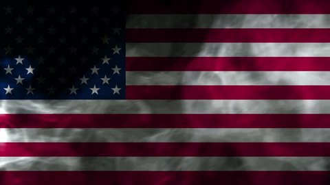 National flag of United States of America made from colored smoke isolated on black background. Us, Usa, abstract silky wave background.