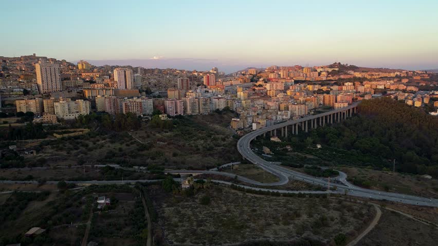 Aerial. Agrigento. A city on the southern coast of Sicily, Italy and capital of the province of Agrigento. It is renowned as the site of the ancient Greek city of Akragas.