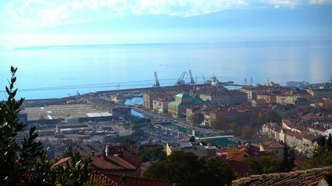 Rijeka, Croatia, Europe. Aerial view on cityscape of Rijeka and Adriatic Sea