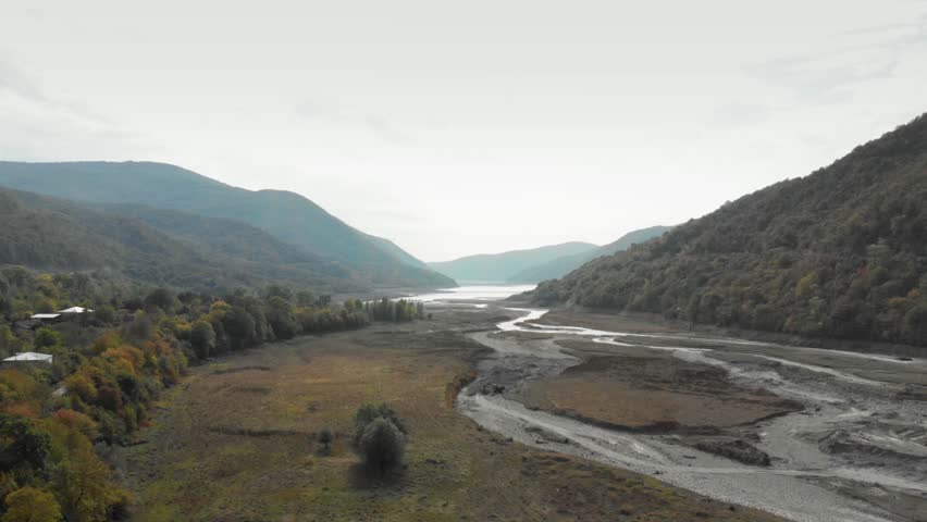 River in the mountains of Georgia flowing between the rocks along the gorge
