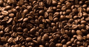 Falling Pouring Coffee Beans blurred background abstract close up macro shot 4K video