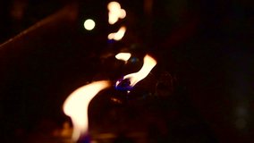 Slow motion video of flame from the lamp, Thailand.