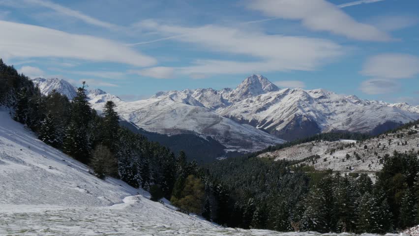 Pic du Midi de Bigorre in the french Pyrenees with snow