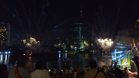 Pyrotechnic fireworks celebrates grand opening the Iconsiam destinations in Bangkok and charming Thai cultural new landmark. three days celebrate Nov9-11, 2018 at river front of Chao Phraya River