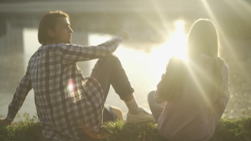 Couple in love spend time outdoors together