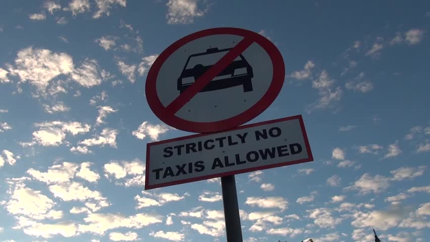 HD quality summer day video footage of No Taxi allowed sign near Museum located on a hill near city center of Windhoek, the capital of Namibia, southern Africa