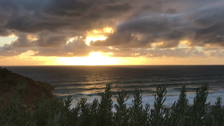 Tropical beautiful sunset beach, Great Ocean Road in Victoria, Melbourne.