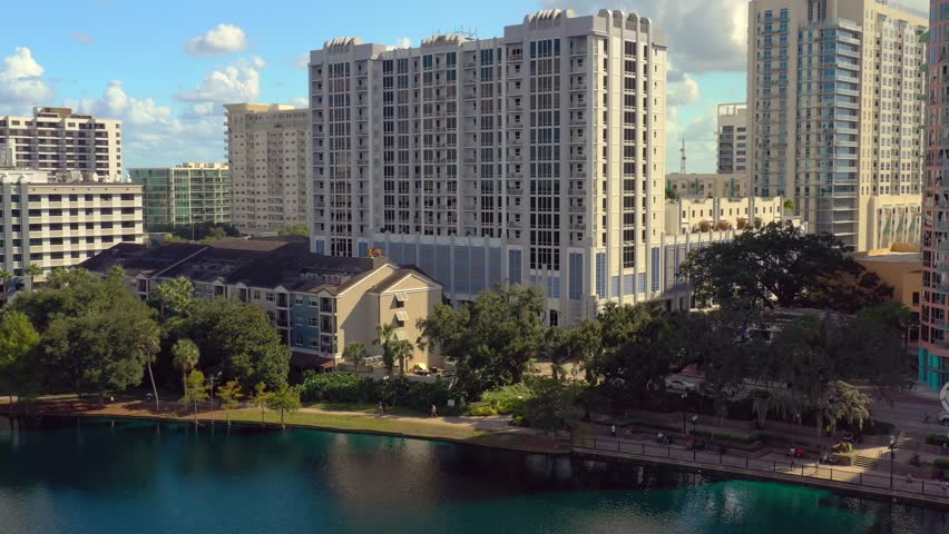 Aerial video Orlando Lake Eola Heights