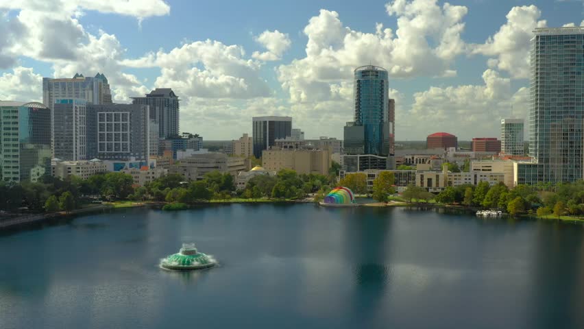Aerial video Orlando Florida Lake Eola Park