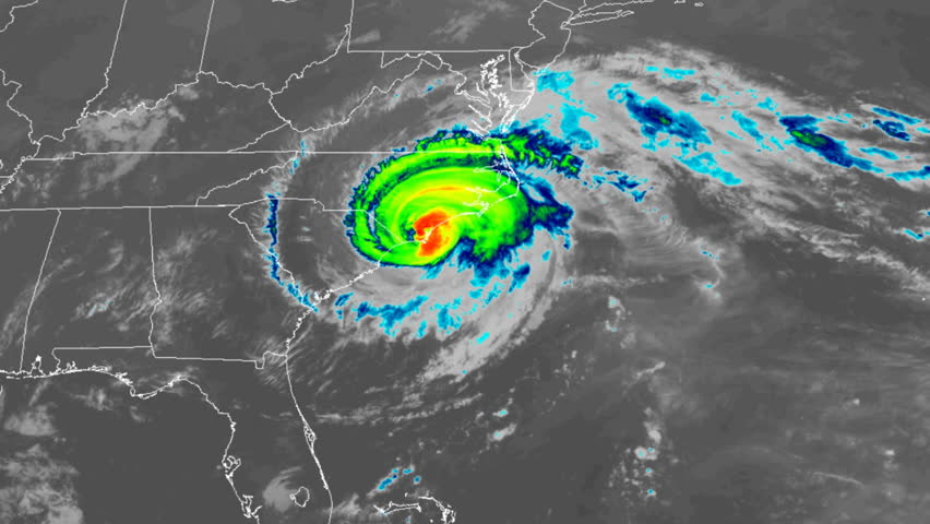 Hurricane Florence on radar and satellite hitting North Carolina Royalty-Free Stock Footage #1019352592