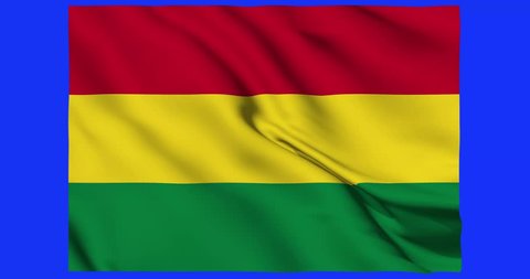 Flag of Bolivia waving on a loopable 4K animation on a croma key