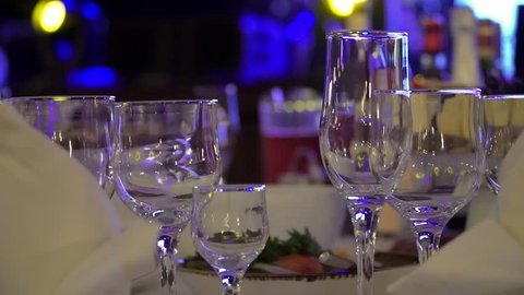Banquet table with glasses