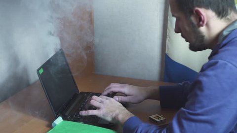 laptop broke and smoked while working in the office