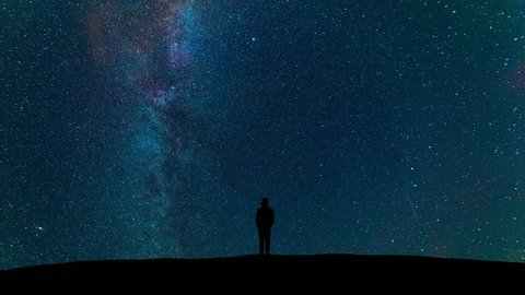 Male Standing On Starry Sky Background Stock Footage Video (100% ...