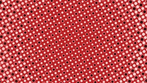 Red pop art circles & dots background spinning in a high definition CGI backdrop motion graphics video clip

