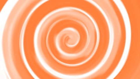 Painted bright orange spiral swirl rotating in a spinning twirl twist with a seamless repeating loop.  Colorful CGI high definition motion background video clip
