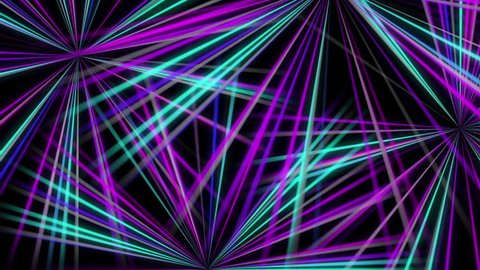 Fast moving pink and blue lasers creating fanned grid pattern on a black background