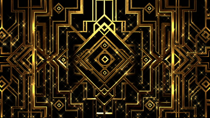 Art deco gatsby style gold metal patterned structure with rising gold particles Royalty-Free Stock Footage #1019426596