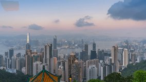 Time lapse of Hong Kong cityscape from Victoria peak.