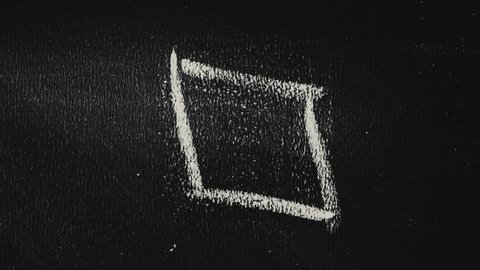 Simple chalk shapes on school blackboard. Short stop motion loop.