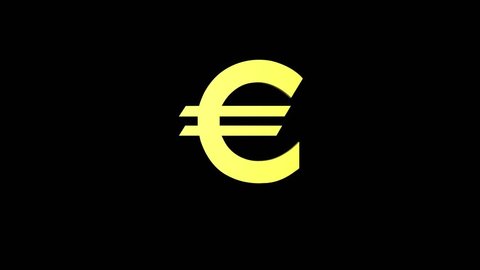Currency golden euro color rotates on a black background