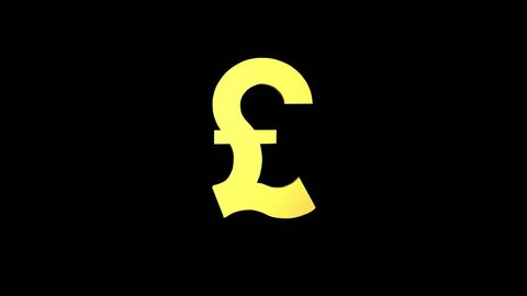 Gold pound currency symbol rotate in black background